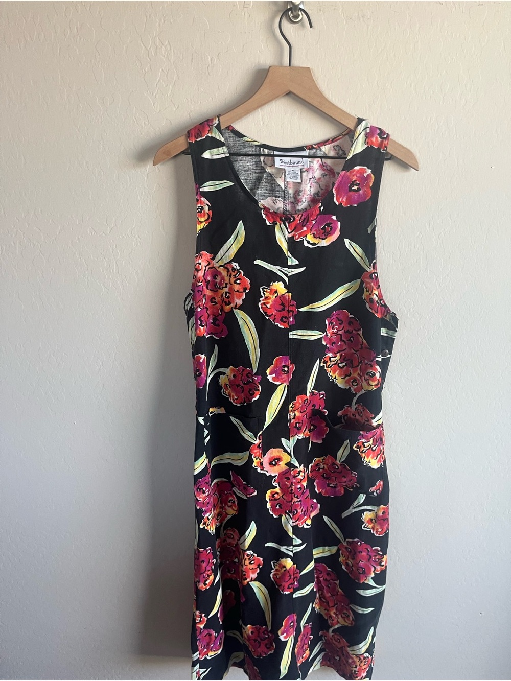 Westbound Women’s Floral Linen Blend Maxi Dress Size M VTG Vacation Travel 90s